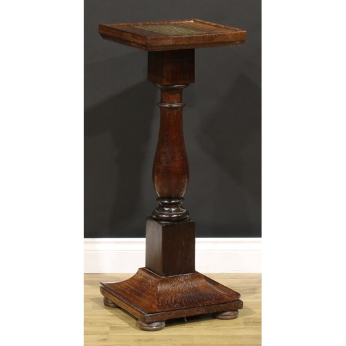 1629 - Interior Decoration and Maritime Salvage - an early 20th century teak statuary pedestal, of naval hi... 