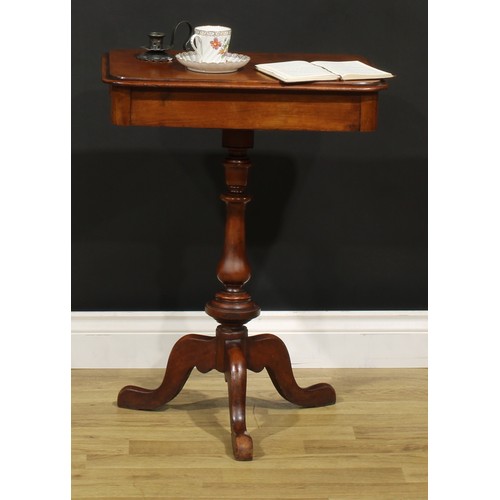 1474 - A Victorian mahogany chamber or wine table, rounded rectangular top above a frieze drawer, turned co... 