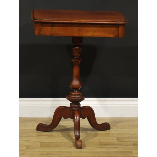 1474 - A Victorian mahogany chamber or wine table, rounded rectangular top above a frieze drawer, turned co... 