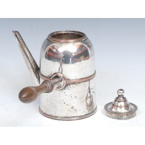 517 - A George III Old Sheffield Plate side-handled coffee pot, domed cover with ball finial, reeded girdl... 