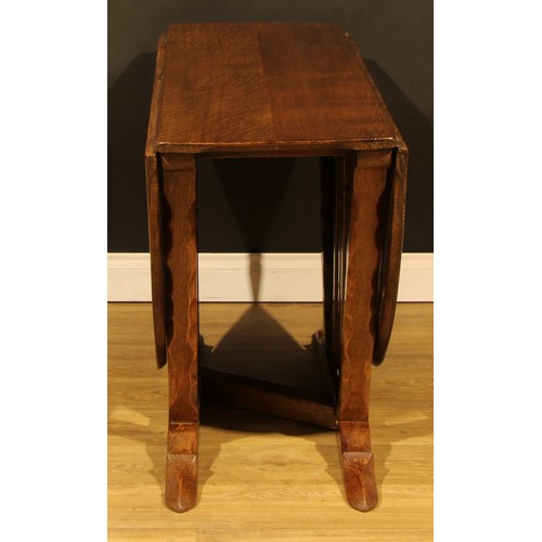 1562 - An oak gateleg dining table, by Rupert/Nigel Griffiths Monastic Woodcraft, 73cm high, 44cm opening t... 