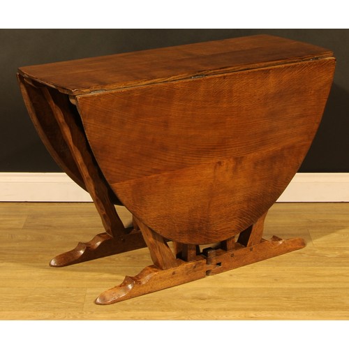 1562 - An oak gateleg dining table, by Rupert/Nigel Griffiths Monastic Woodcraft, 73cm high, 44cm opening t... 