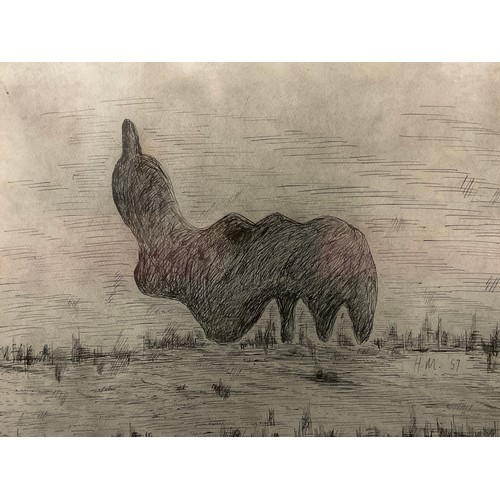 1033 - Henry Moore, after, Sculptural form, signed in pencil, lithograph, 23.5cm x 30cm.