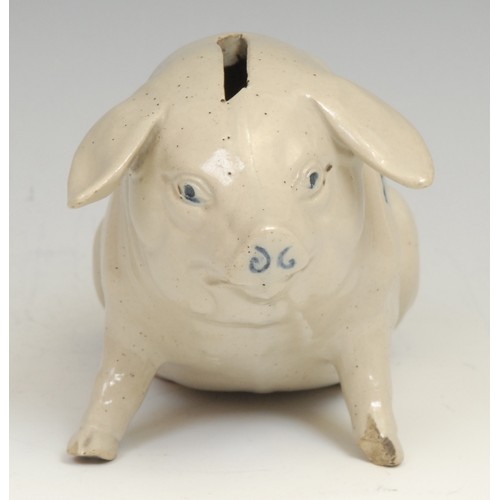 158 - A Denby stoneware sgraffito money box as a pig, inscribed in the manner of Horace Elliot, 