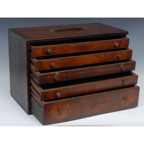 1496 - An early 20th century mahogany draughtsman's chest, fitted with graduated drawers, maker's label, R ... 