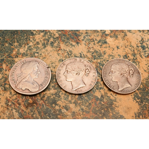 2627 - Crown Coins - Crown 1681 F and 1847 VF and another AVF (3)