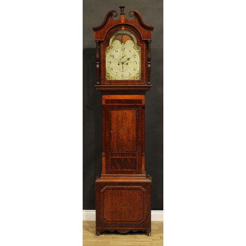 1513 - A George III Yorkshire mahogany and oak longcase clock, 35.5cm arched dial inscribed Wm Honeywood, H... 