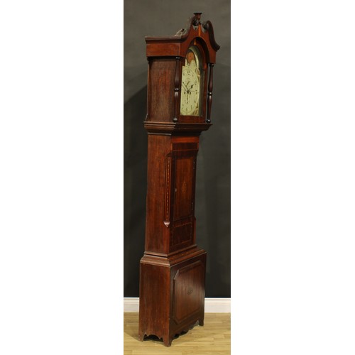 1513 - A George III Yorkshire mahogany and oak longcase clock, 35.5cm arched dial inscribed Wm Honeywood, H... 