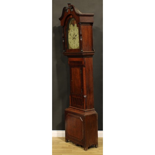 1513 - A George III Yorkshire mahogany and oak longcase clock, 35.5cm arched dial inscribed Wm Honeywood, H... 