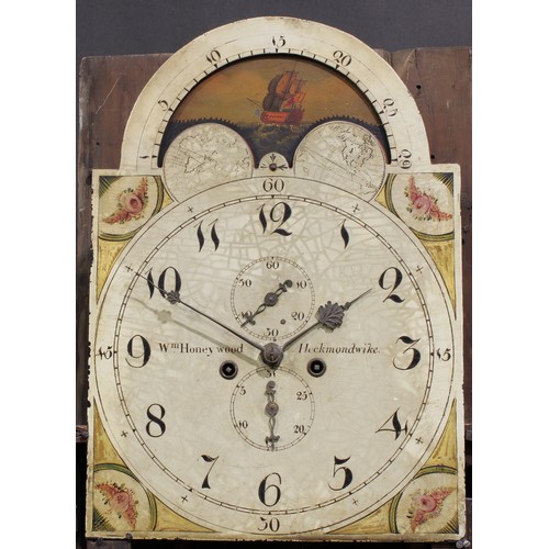 1513 - A George III Yorkshire mahogany and oak longcase clock, 35.5cm arched dial inscribed Wm Honeywood, H... 