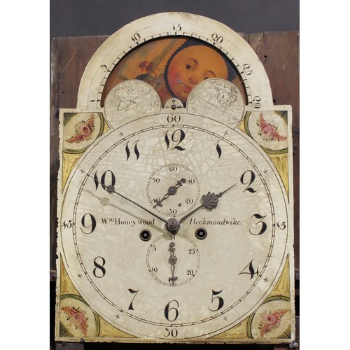 1513 - A George III Yorkshire mahogany and oak longcase clock, 35.5cm arched dial inscribed Wm Honeywood, H... 