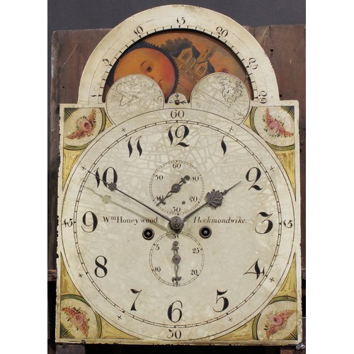 1513 - A George III Yorkshire mahogany and oak longcase clock, 35.5cm arched dial inscribed Wm Honeywood, H... 