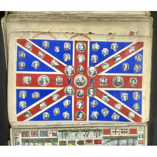 1737 - A 19th century scrap album, containing a collection of arms, crests, coins, flags, medals, orders, r... 