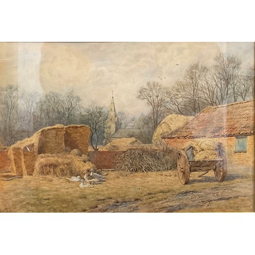 1148 - Wilmot Pilsbury (1840-1908)
The Farm By The Church
signed, dated 1885, watercolour, label to verso, ... 