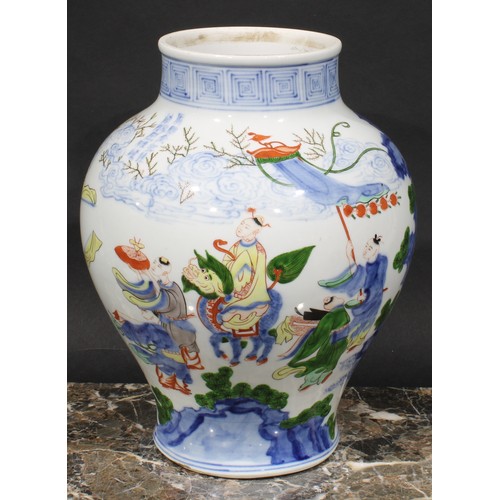 414 - A Chinese ovoid vase, painted with figures from mythology, 31cm high