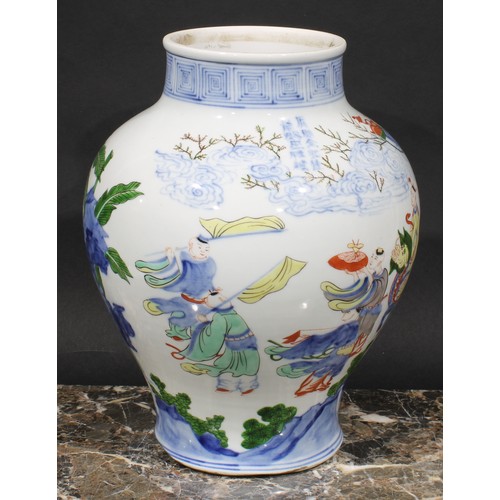 414 - A Chinese ovoid vase, painted with figures from mythology, 31cm high