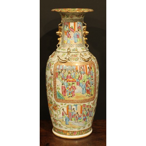 431 - A pair of Chinese ovoid vases, painted in the famille rose palette, in the Cantonese taste, 61cm hig... 