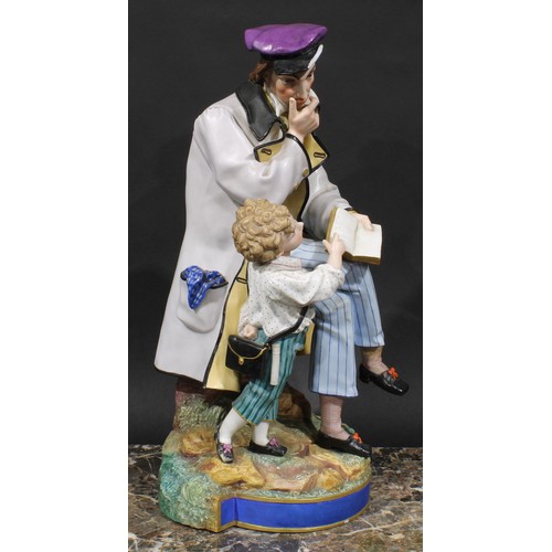 267 - A pair of large Continental polychrome bisque figures, parents and children, 45cm high, c.1890