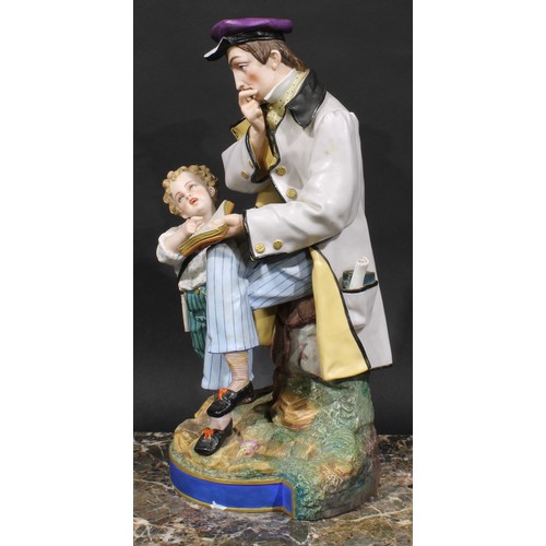 267 - A pair of large Continental polychrome bisque figures, parents and children, 45cm high, c.1890