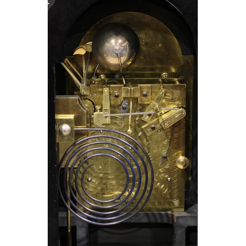 1433 - A Victorian gilt metal mounted ebonised bracket clock, in the George II Revival style, 25cm arched b... 
