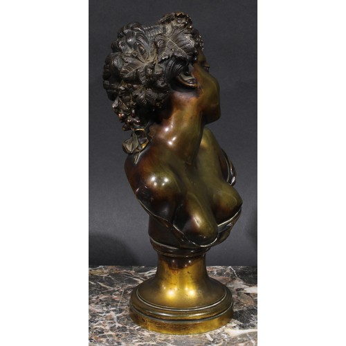 2134 - V Codina (19th century), a pair of brown patinated bronze busts, Bacchus and a Maenad, signed in the... 