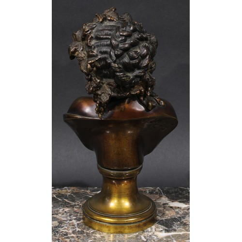 2134 - V Codina (19th century), a pair of brown patinated bronze busts, Bacchus and a Maenad, signed in the... 