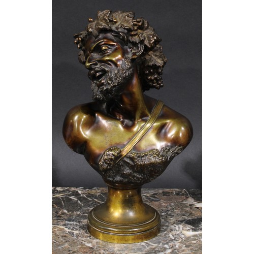 2134 - V Codina (19th century), a pair of brown patinated bronze busts, Bacchus and a Maenad, signed in the... 