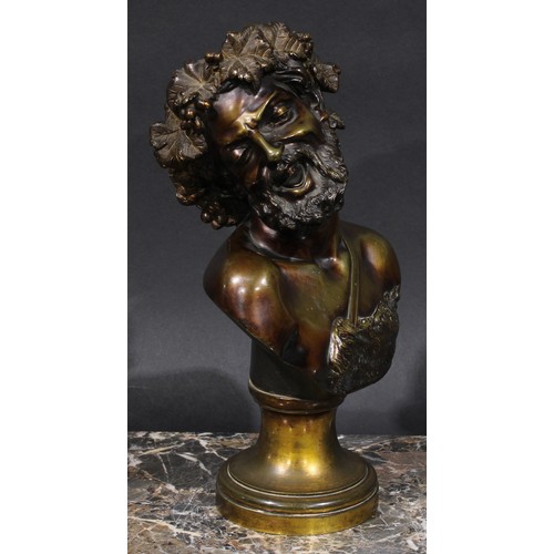 2134 - V Codina (19th century), a pair of brown patinated bronze busts, Bacchus and a Maenad, signed in the... 