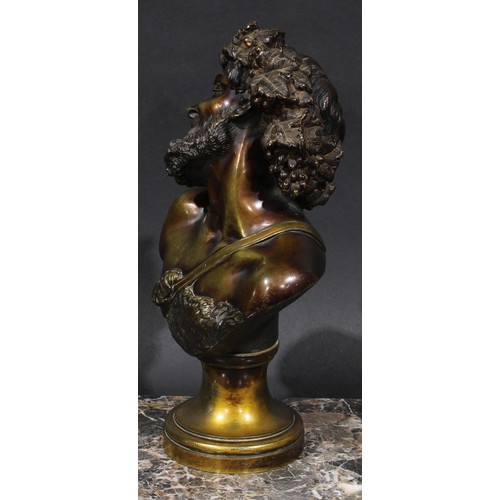 2134 - V Codina (19th century), a pair of brown patinated bronze busts, Bacchus and a Maenad, signed in the... 