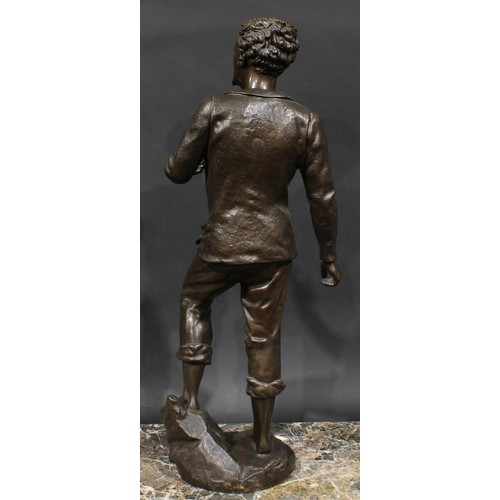 1644 - G. Gueyton, after, a brown patinated bronze figure, French Sailor, 65cm high