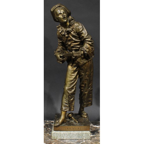 1509 - Eutrope Bouret (1833 - 1906), a brown patinated bronze, Au Clair De La Lune, signed and titled in th... 