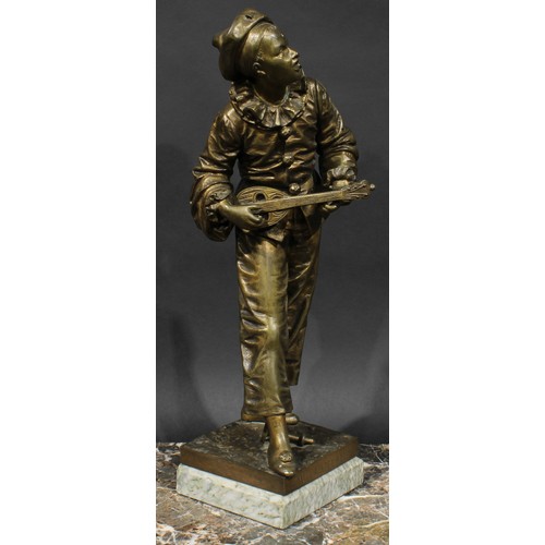 1509 - Eutrope Bouret (1833 - 1906), a brown patinated bronze, Au Clair De La Lune, signed and titled in th... 