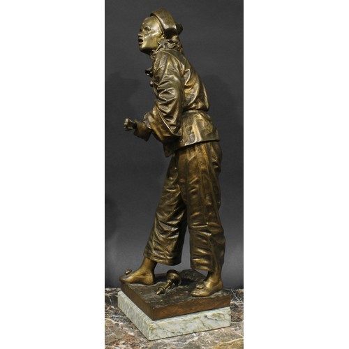 1509 - Eutrope Bouret (1833 - 1906), a brown patinated bronze, Au Clair De La Lune, signed and titled in th... 