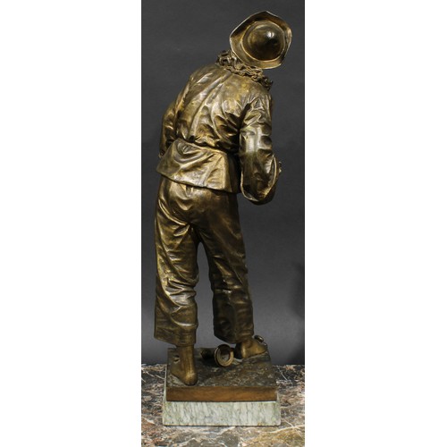 1509 - Eutrope Bouret (1833 - 1906), a brown patinated bronze, Au Clair De La Lune, signed and titled in th... 