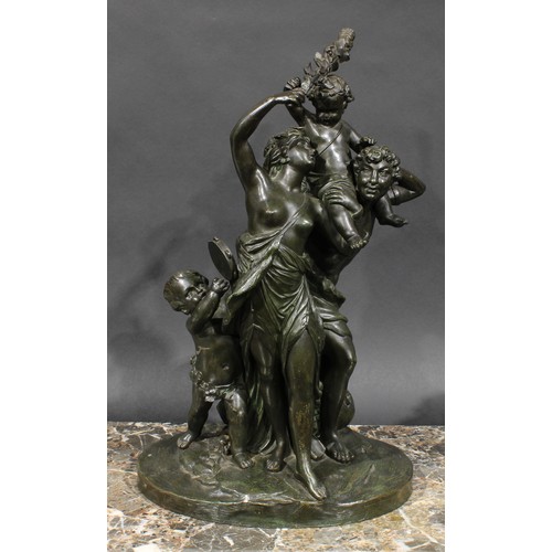 1504 - Claude Michel Clodion, after, a patinated bronze, Triomphe de Bacchus, 43.5cm high