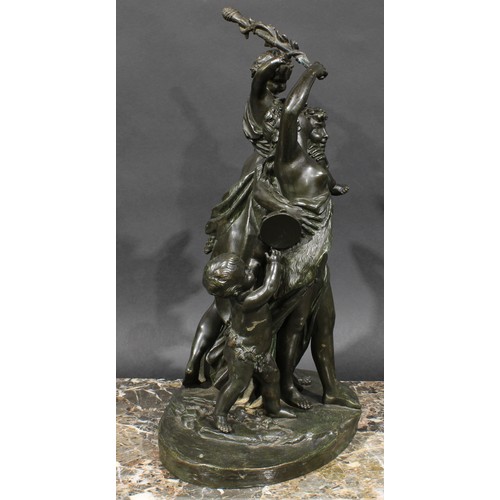 1504 - Claude Michel Clodion, after, a patinated bronze, Triomphe de Bacchus, 43.5cm high