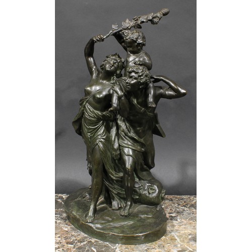 1504 - Claude Michel Clodion, after, a patinated bronze, Triomphe de Bacchus, 43.5cm high