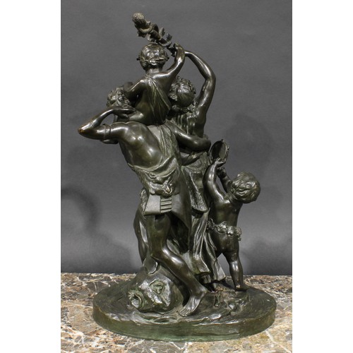 1504 - Claude Michel Clodion, after, a patinated bronze, Triomphe de Bacchus, 43.5cm high