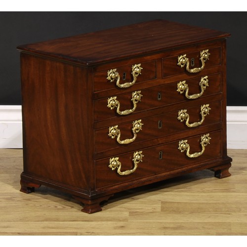 1572 - Miniature Furniture - a Chippendale period mahogany chest, of two short and three long graduated dra... 