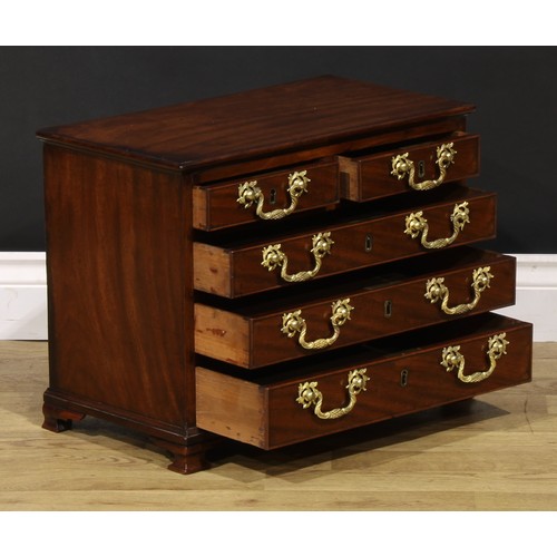 1572 - Miniature Furniture - a Chippendale period mahogany chest, of two short and three long graduated dra... 