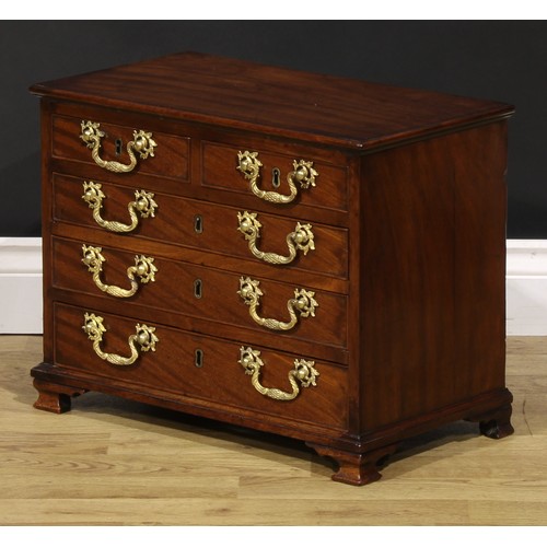 1572 - Miniature Furniture - a Chippendale period mahogany chest, of two short and three long graduated dra... 