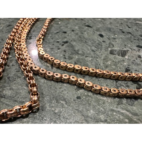 918 - A Victorian 9ct gold fancy link guard/muff chain, approx. 160cm long, 31.1g