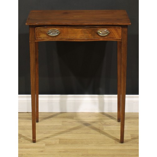 1251 - A 19th century mahogany serpentine side table, of small and neat proportions, slightly oversailing t... 