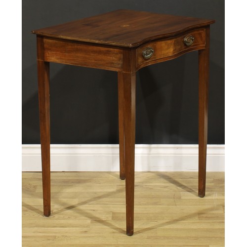 1251 - A 19th century mahogany serpentine side table, of small and neat proportions, slightly oversailing t... 