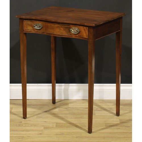 1251 - A 19th century mahogany serpentine side table, of small and neat proportions, slightly oversailing t... 