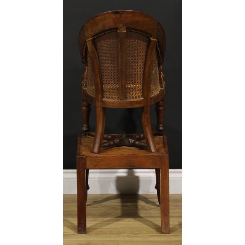 1475 - A Victorian mahogany child's metamorphic bergère high chair, the table base with turned forelegs, 96... 