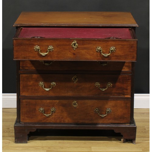 2071 - A George III mahogany discernible bachelor’s chest, rectangular top with moulded edge above four lon... 