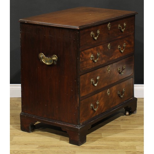 2071 - A George III mahogany discernible bachelor’s chest, rectangular top with moulded edge above four lon... 