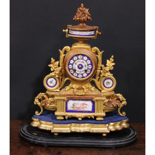 1650 - A late 19th century French gilt spelter mantel clock, by Phillipe H. Mourey (1840-1920), 8cm circula... 