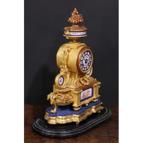 1650 - A late 19th century French gilt spelter mantel clock, by Phillipe H. Mourey (1840-1920), 8cm circula... 